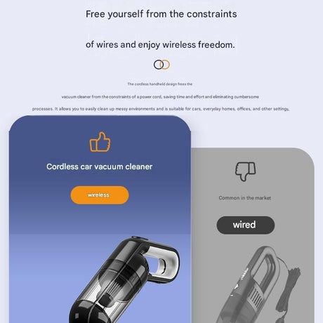 Cordless Handheld Vacuum Cleaner set -  USB Rechargeable Portable Car Vacuum with Detachable Nozzle, Lightweight Dust Buster for Car Interior, Home, Office and Pet Hair