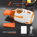 Orange and White Rocket Desktop Vacuum Cleaner - USB Rechargeable, 500mAh Battery, Two Types of Suction Nozzles, Transparent Dustbin - Compact Handheld Vacuum for Keyboard, Eraser Shavings, Desk & Car Cleaning