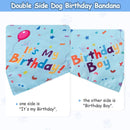 Blue Pet Birthday Bandana and Hat Set - Soft Cotton, Double-Sided Print, Adjustable Party Hat with Number - Cute Dog Birthday Accessories for Photo Props and Celebration