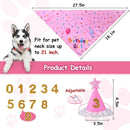 Pink Pet Birthday Bandana and Hat Set - Soft Cotton, Double-Sided Print, Adjustable Party Hat with Number - Cute Dog Birthday Accessories for Photo Props and Celebration