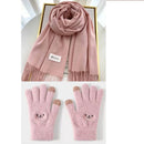 Pink Winter Cashmere-Like Scarf and Gloves Gift Set for Women - Solid Color Tassel Warm Neck Wrap with Touchscreen Knit Mittens, Premium Gift Box - Birthday & Holiday Present