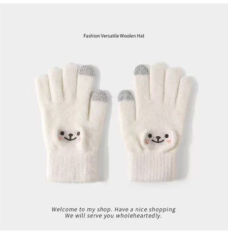 White Winter Cashmere-Like Scarf and Gloves Gift Set for Women - Solid Color Tassel Warm Neck Wrap with Touchscreen Knit Mittens, Premium Gift Box - Birthday & Holiday Present
