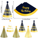 12-piece Kids Birthday Party Hats Set - Gold Pink and Black Paper Cone Hats with Pom Pom Tops, Fun Party Table Decorations, Celebration Accessories for Birthday Events and Themed Gatherings