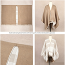 Beige and Brown Women Plaid Poncho Shawl Wrap - Faux Cashmere Reversible Cape Scarf with Fringe Trim, Warm Winter Layering Outerwear, Soft Neutral Checked Travel Friendly Style