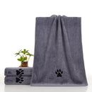Grey 40*80cm Pet Drying absorbent Towel for Dogs and Cats - Quick Dry Super Absorbent Microfiber Bath Towel with Paw Print Design - Large Size Grooming Towel for Pets