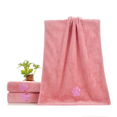Pink 50*100cm Pet Drying absorbent Towel for Dogs and Cats - Quick Dry Super Absorbent Microfiber Bath Towel with Paw Print Design - Large Size Grooming Towel for Pets