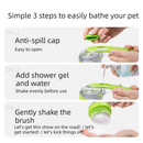 2-Piece Pet Cleaning Set - Blue Silicone Bath Brush with Liquid Dispenser and Brown 40*80cm  Microfiber Drying Towel, Cleaning Leak-Proof Massage Scrubber for Dogs and Cats