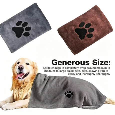 2-Piece Pet Cleaning Set - Blue Silicone Bath Brush with Liquid Dispenser and Brown 40*80cm  Microfiber Drying Towel, Cleaning Leak-Proof Massage Scrubber for Dogs and Cats