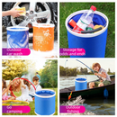 Blue 9L Collapsible Car Wash Bucket - Oxford Fabric Portable Folding Pail with Handle for Camping, Fishing, and Vehicle Cleaning
