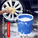 11-Piece Car Wash and Detailing Kit - 9L Blue Collapsible Oxford Fabric Bucket, Microfiber Towels, Wax Brushes, Dust Mitts for Vehicle Cleaning and Outdoor Use