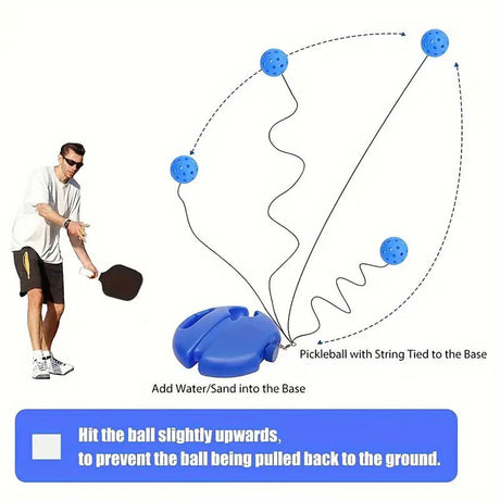 Pickleball Trainer Rebound Practice Set with Orange Tethered Ball and Blue Fillable Base -Solo Training Aid for Beginners and Advanced Players Solo Practice and Skill Development