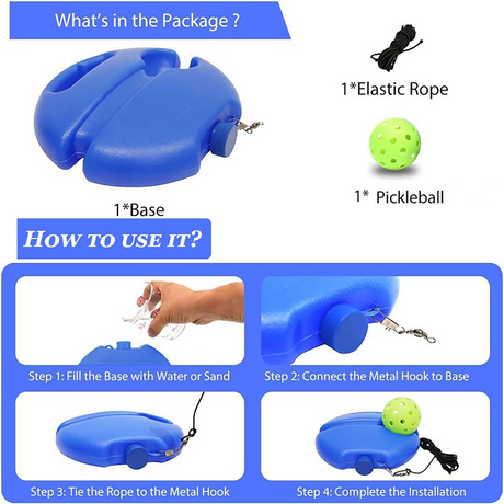 4-piece Blue Complete Pickleball Training Set Pickleball Starter Training Kit  with Paddle Ball Retriever Rebound Trainer and Practice Ball