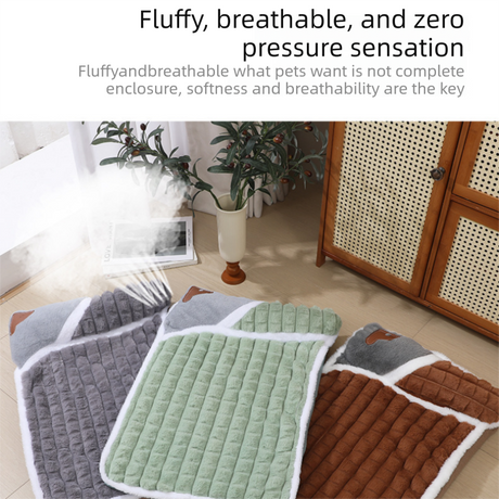 2-piece M size Green Pet Winter Comfort Bundle – 55*45cm Plush Pet Blanket and 50*35cm Thickened Pet Sleeping Bed Set for Dogs and Cats, Double-Sided Warm Blanket with Soft Plush Bed Cushion