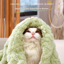 2-piece M size Green Pet Winter Comfort Bundle – 55*45cm Plush Pet Blanket and 50*35cm Thickened Pet Sleeping Bed Set for Dogs and Cats, Double-Sided Warm Blanket with Soft Plush Bed Cushion