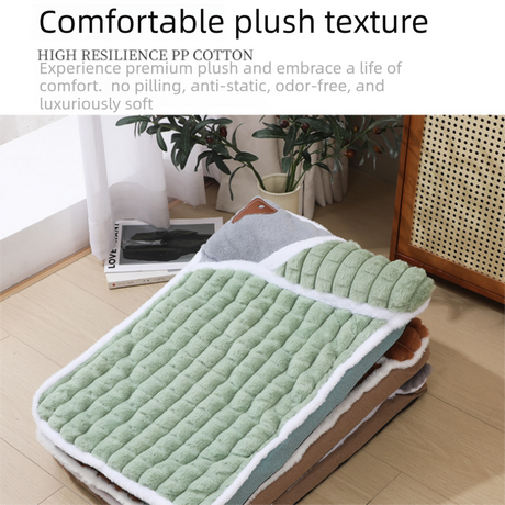 2-piece L size Green Pet Winter Comfort Bundle – 70*55cm Plush Pet Blanket and 60*40cm Thickened Pet Sleeping Bed Set for Dogs and Cats, Double-Sided Warm Blanket with Soft Plush Bed Cushion