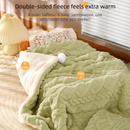 2-piece L size Green Pet Winter Comfort Bundle – 70*55cm Plush Pet Blanket and 60*40cm Thickened Pet Sleeping Bed Set for Dogs and Cats, Double-Sided Warm Blanket with Soft Plush Bed Cushion