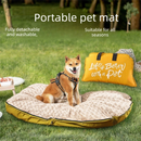 Khaki S size Portable Foldable Pet Bed Mat – Waterproof Travel Dog Bed and Cat Cushion with Carry Handles, Removable Washable Cover, Plush Comfort Padding for Indoor and Outdoor Use