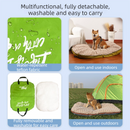 Khaki S size Portable Foldable Pet Bed Mat – Waterproof Travel Dog Bed and Cat Cushion with Carry Handles, Removable Washable Cover, Plush Comfort Padding for Indoor and Outdoor Use