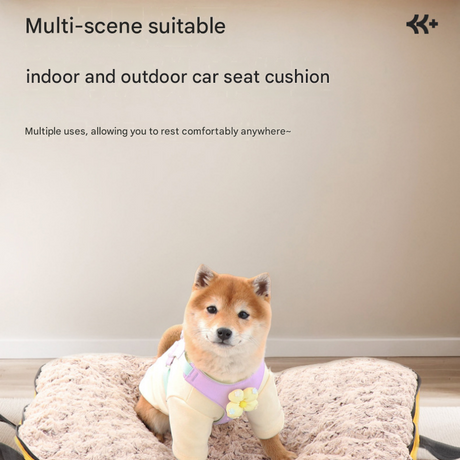 Khaki M size Portable Foldable Pet Bed Mat – Waterproof Travel Dog Bed and Cat Cushion with Carry Handles, Removable Washable Cover, Plush Comfort Padding for Indoor and Outdoor Use