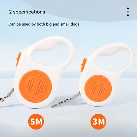 Orange 3M Automatic Retractable Dog Leash –Extendable Pet Lead with One-Button Brake Lock, Tangle-Free 360° Nylon Strap, Durable ABS Housing for Dogs and Puppies