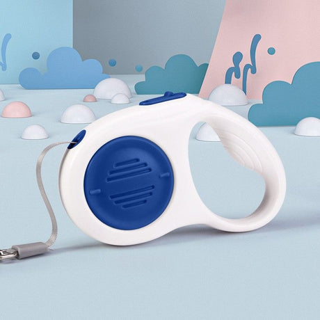 Blue 5M Automatic Retractable Dog Leash –Extendable Pet Lead with One-Button Brake Lock, Tangle-Free 360° Nylon Strap, Durable ABS Housing for Dogs and Puppies