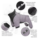 Orange L size Winter Dog Jumpsuit Coat – Waterproof Four-Leg Pet Jacket with Reflective Harness Clip, Windproof Warm Padded Puppy Snowsuit, Adjustable Polyester Dog Clothing for Small to Medium Dogs