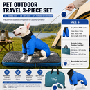 3-Piece Blue Winter Pet Outdoor Travel  Set – blue  s size Reflective Dog Puffer Jacket, blue  3m Retractable Leash & blue  Portable Foldable Dog Bed