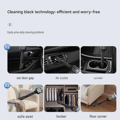 Black Handheld Cordless set   Vacuum Cleaner Air Duster 4-in-1 Mini Vacuum Blower Rechargeable Portable Auto Home Cleaning Tool with Storage Case