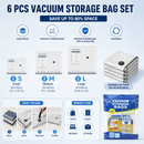 Portable Cordless Handheld Vacuum Cleaner & 6-piece Vacuum Storage Bag Set, 4-in-1 Air Duster, Vacuum Pump and Suction Cleaner with Reusable Compression Bags for Home and Travel