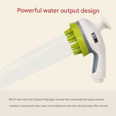White Pet Bathing Shower Sprayer Brush with Water  Control Switch Control Dog Grooming Massage Shampoo Rinse Tool