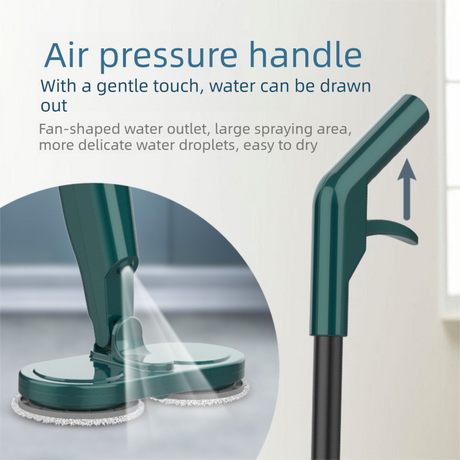 S5 Green  Cordless Electric Spin Mop with Spray Function USB Rechargeable Floor Cleaner - Dual Rotating Mop Heads, Wet and Dry Cleaning, Lightweight Home Cleaning Solution for Hard Floors