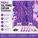 5 pcs Purple Lightning Tinsel Curtain Backdrop - Shimmer Foil Fringe Party Decoration for Birthday, Music Theme, Dance Party and Photo Booth