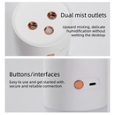 White Dual Spray USB Humidifier with Warm LED Night Light - 400ml Mini Portable Desk and Car Humidifier, Quiet Mist Output, ABS and PP Construction, Compact Rechargeable Moisture Solution for Home Office Travel