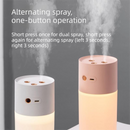 Pink Dual Spray USB Humidifier with Warm LED Night Light - 400ml Mini Portable Desk and Car Humidifier, Quiet Mist Output, ABS and PP Construction, Compact Rechargeable Moisture Solution for Home Office Travel