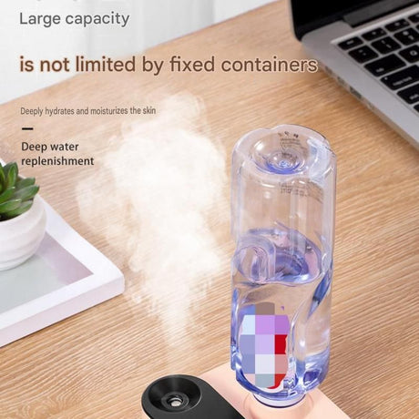 Pink Mini Camera Humidifier, USB Rechargeable Portable Water Bottle Humidifier with LED Night Light, Wireless Desktop Mist Maker for Office, Bedroom, Travel & Car