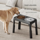 Grey Adjustable Elevated Dog Bowl Stand with Stainless Steel Double Bowls, Foldable Raised Pet Feeding Station for Medium & Large Dogs, Anti-Slip Height Adjustable Food and Water Feeder