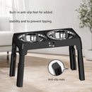 Grey Adjustable Elevated Dog Bowl Stand with Stainless Steel Double Bowls, Foldable Raised Pet Feeding Station for Medium & Large Dogs, Anti-Slip Height Adjustable Food and Water Feeder