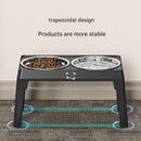 Grey Adjustable Elevated Dog Bowl Stand with Stainless Steel Double Bowls, Foldable Raised Pet Feeding Station for Medium & Large Dogs, Anti-Slip Height Adjustable Food and Water Feeder