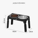 Grey Adjustable Elevated Dog Bowl Stand with Stainless Steel Double Bowls, Foldable Raised Pet Feeding Station for Medium & Large Dogs, Anti-Slip Height Adjustable Food and Water Feeder
