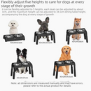 Black Adjustable Elevated Dog Bowl Stand with Stainless Steel Double Bowls, Foldable Raised Pet Feeding Station for Medium & Large Dogs, Anti-Slip Height Adjustable Food and Water Feeder