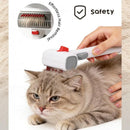 White and Grey 2-in-1 Pet Dematting & Deshedding Grooming Comb, Self-Cleaning Dog and Cat Brush with One-Click Hair Removal, Stainless Steel Undercoat Rake for Dogs, Cats & Small Pets