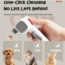 White and Grey 2-in-1 Pet Dematting & Deshedding Grooming Comb, Self-Cleaning Dog and Cat Brush with One-Click Hair Removal, Stainless Steel Undercoat Rake for Dogs, Cats & Small Pets