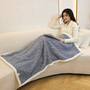 Blue 90×140cm Textured bar knit pattern Sherpa Fleece and Taffeta Throw Blanket – Soft Loungewear Shawl, Warm Office & Sofa Wrap for Winter Comfort