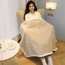 Khaki 90×140cm Textured bar knit pattern Sherpa Fleece and Taffeta Throw Blanket – Soft Loungewear Shawl, Warm Office & Sofa Wrap for Winter Comfort