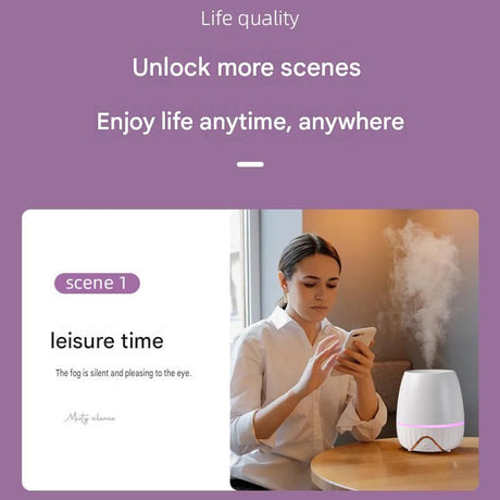 3-piece Office Comfort Gift Bundle Set – White Aromatherapy Diffuser, White Self-Stirring Cup & Khaki Sherpa Throw Blanket for Work, Home & Travel Relaxation（Please provide your own gift box）