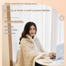 3-piece Office Comfort Gift Bundle Set – White Aromatherapy Diffuser, White Self-Stirring Cup & Khaki Sherpa Throw Blanket for Work, Home & Travel Relaxation（Please provide your own gift box）