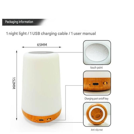 White LED Rechargeable Night Light with 13 Colors – 1200mAh Touch Bedside Lamp & Portable Ambient Lighting