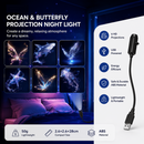 Black USB  Projector Night Light –6-piece set Dreamy Butterfly and Marine Life Designs  Rotating LED Lamp, Bedroom Atmosphere Projection Light