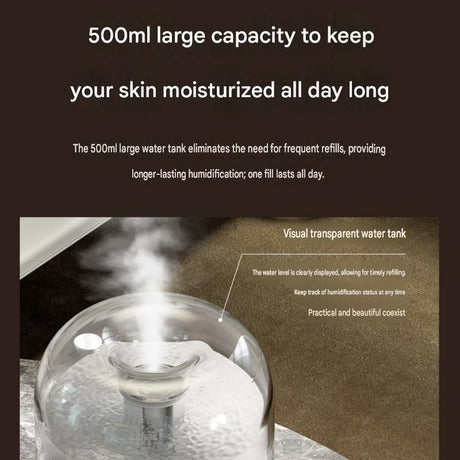 White 500ml Smart Ultrasonic Humidifier & Aroma Diffuser – USB Silent Air Moisturizer, LED Bedroom Mist Maker