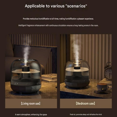 Black 500ml Smart Ultrasonic Humidifier & Aroma Diffuser – USB Silent Air Moisturizer, LED Bedroom Mist Maker